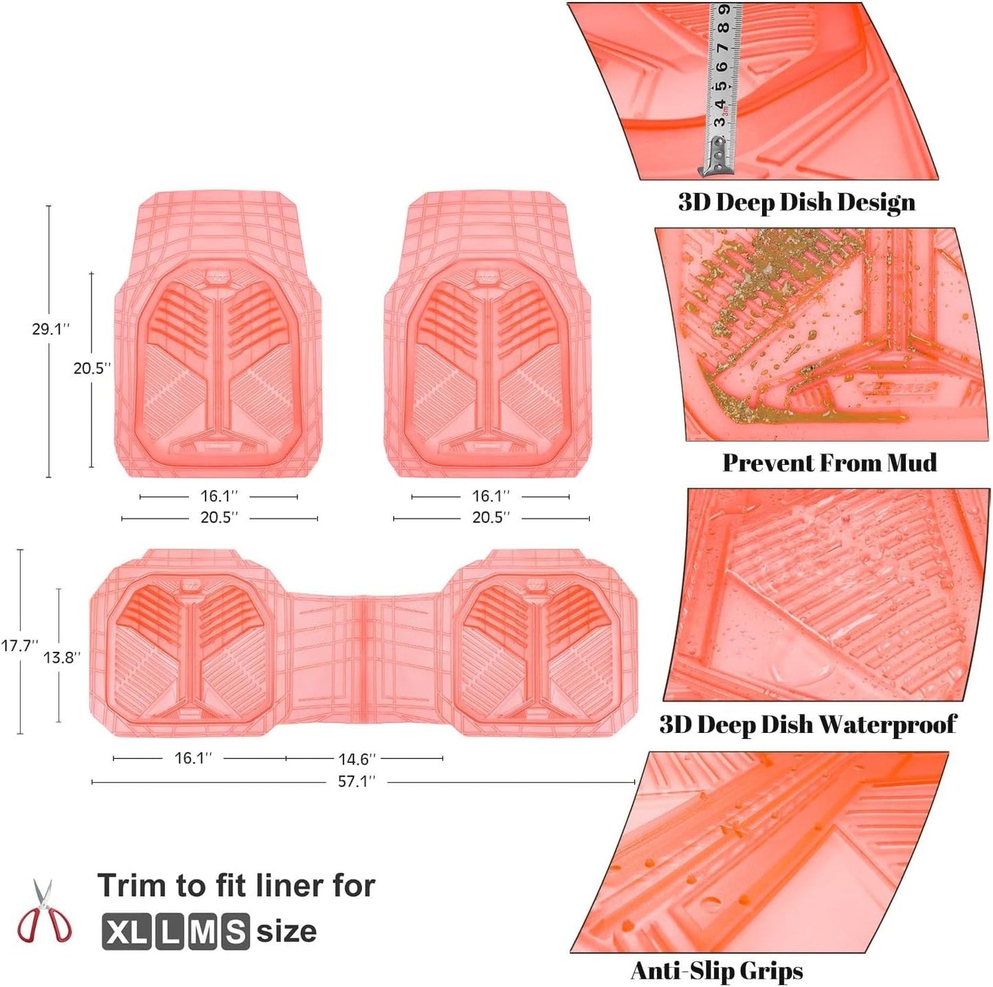 Universal Car Mat Set- Pink